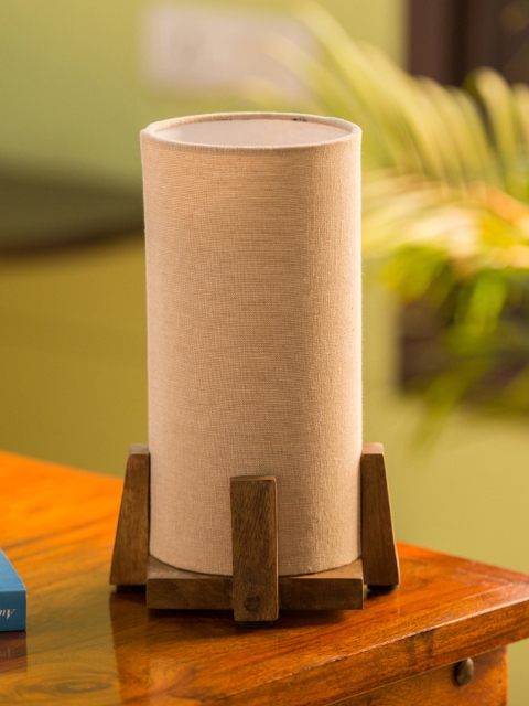 

ExclusiveLane Beige 11 inch Round Mango Wood Table Lamp with Shade
