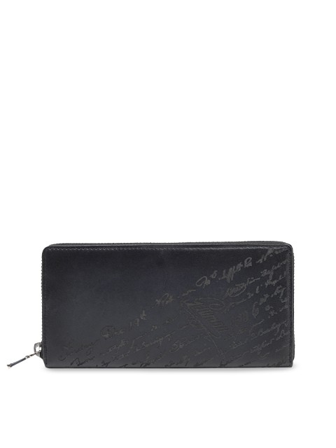 

Da Milano Women Black Textured Leather Zip Around Wallet