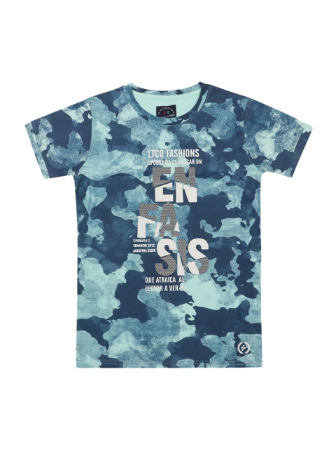 

Lil Tomatoes Boys Sea Green Printed Round Neck T-shirt