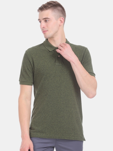 

U.S. Polo Assn. Men Olive Green Solid Polo Collar T-shirt