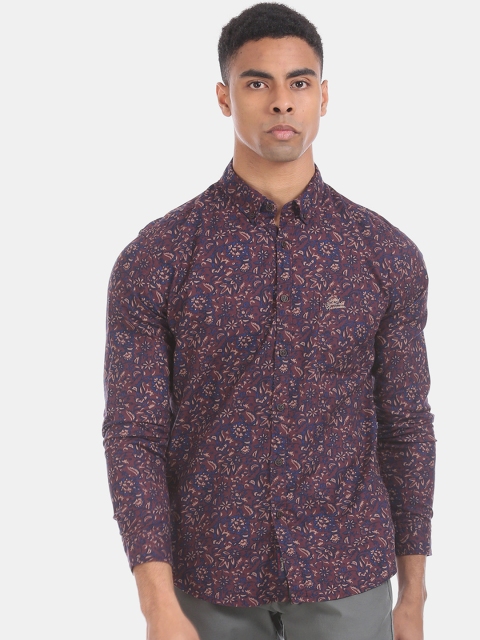 

U.S. Polo Assn. Denim Co. Men Brown Slim Fit Printed Casual Shirt