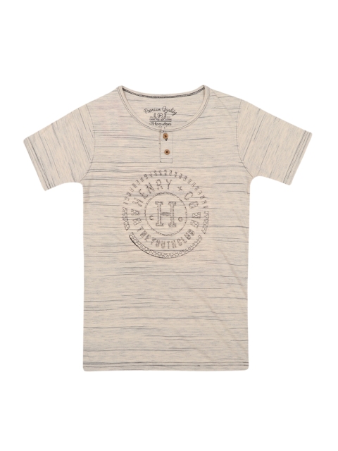 

Lil Tomatoes Boys Cream-Coloured Solid Henley Neck T-shirt