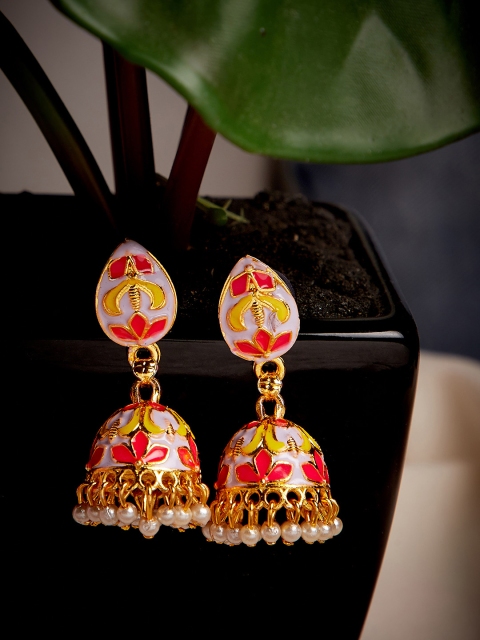 

ZeroKaata White & Red Handcrafted Contemporary Jhumkas
