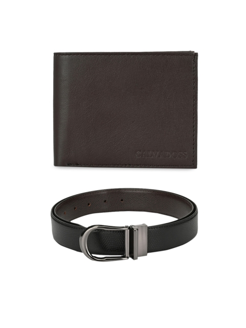 

Calvadoss Men Black & Brown Premium Belt and Wallet Gift Set