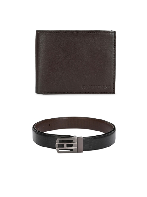 

Calvadoss Men Black Leather Accessory Gift Set