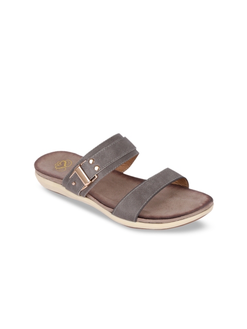 

Sole To Soul Women Grey Solid Open Toe Flats