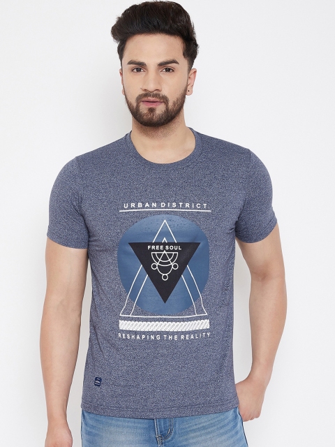 

Adobe Men Blue Printed Round Neck T-shirt