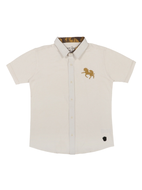 

Lil Tomatoes Boys Off-White Regular Fit Printed Casual Shirt