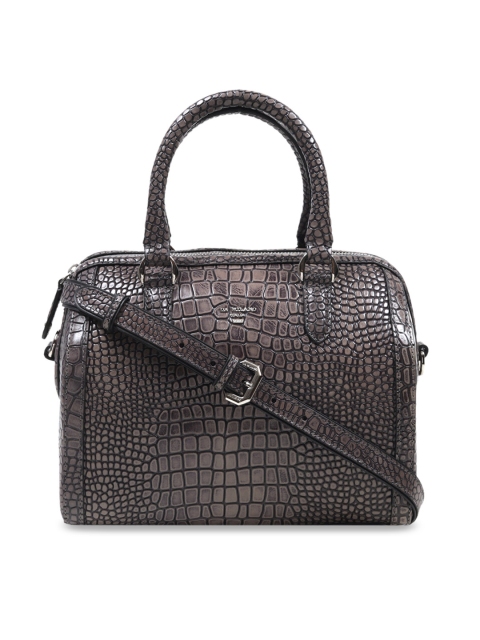 

Da Milano Grey Animal Print Textured Leather Handheld Bag