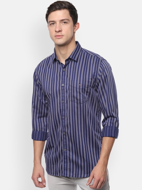 

Louis Philippe Sport Men Navy Blue & White Slim Fit Striped Casual Shirt