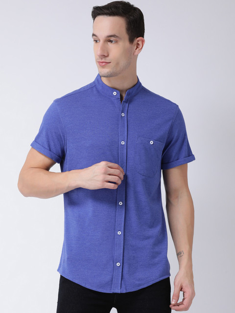 

Club York Men Blue Regular Fit Solid Casual Shirt