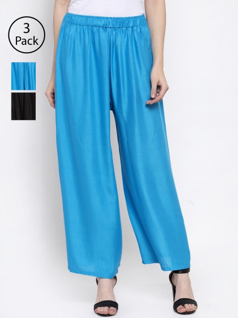 

TAG 7 Women Set of 3 Wide Leg Palazzos, Black