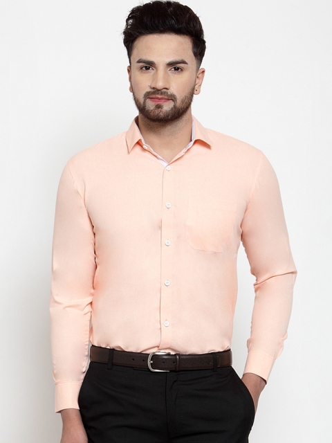

JAINISH Men Orange Classic Regular Fit Solid Formal Shirt