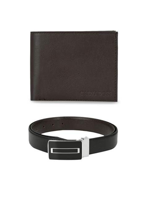 

Calvadoss Men Black & Brown Premium Leather Belt & Wallet Gift Set