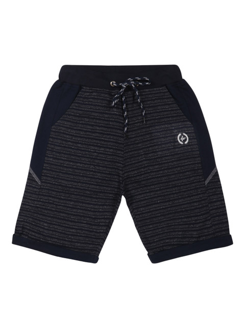 

Lil Tomatoes Boys Navy Blue Striped Regular Shorts