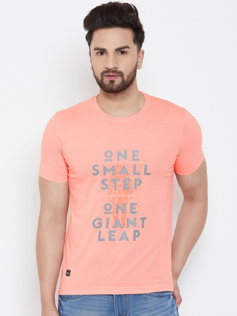 

Adobe Men Peach-Coloured Printed Round Neck T-shirt