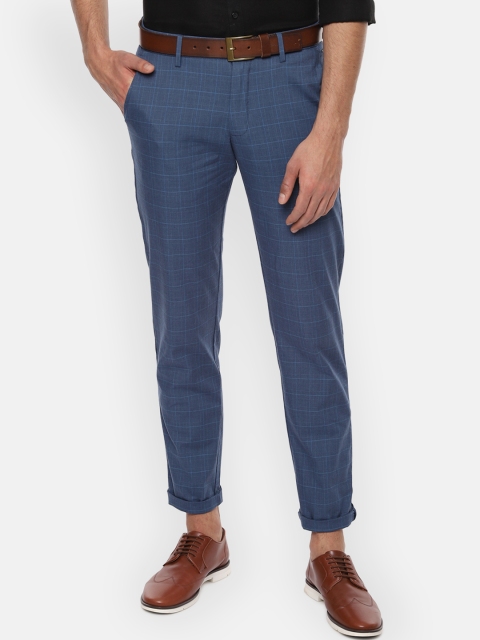 

Louis Philippe Sport Men Blue Slim Fit Checked Formal Trousers