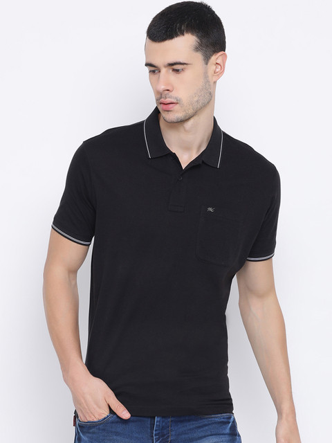 

Monte Carlo Men Black Solid Polo Collar T-shirt