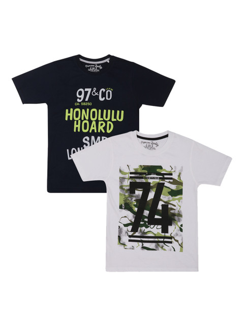 

Lil Tomatoes Boys Pack of 2 Printed Round Neck T-shirts, White