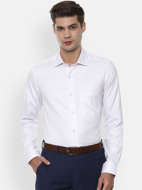 

Louis Philippe Men White Regular Fit Checked Formal Shirt