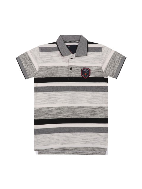 

Lil Tomatoes Boys White Striped Polo Collar T-shirt