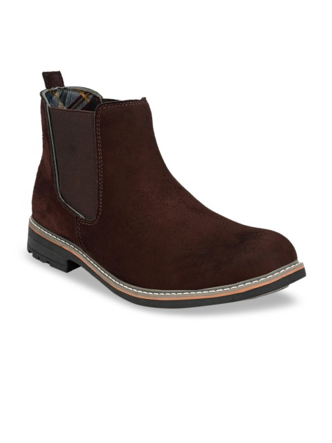 

Eego Italy Men Brown Solid Synthetic Leather High-Top Flat Boots