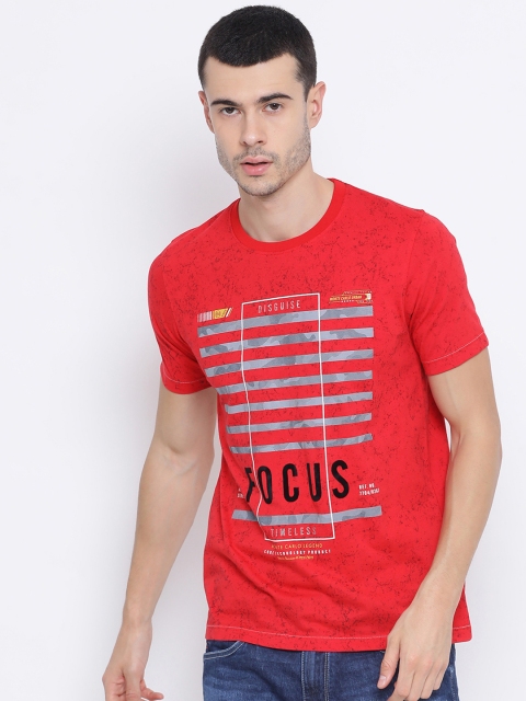 

Monte Carlo Men Red Striped Round Neck T-shirt