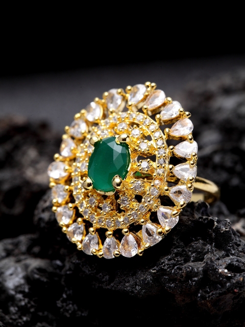 

Bhana Fashion Gold-Plated AD-Studded Handcrafted Finger Ring, Green