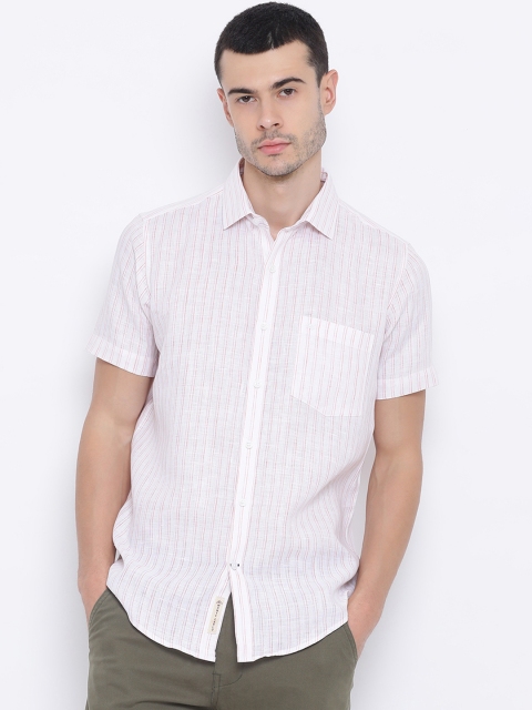 

Monte Carlo Men White & Pink Regular Fit Striped Casual Shirt