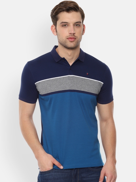 

Louis Philippe Sport Men Blue Colourblocked Polo Collar T-shirt
