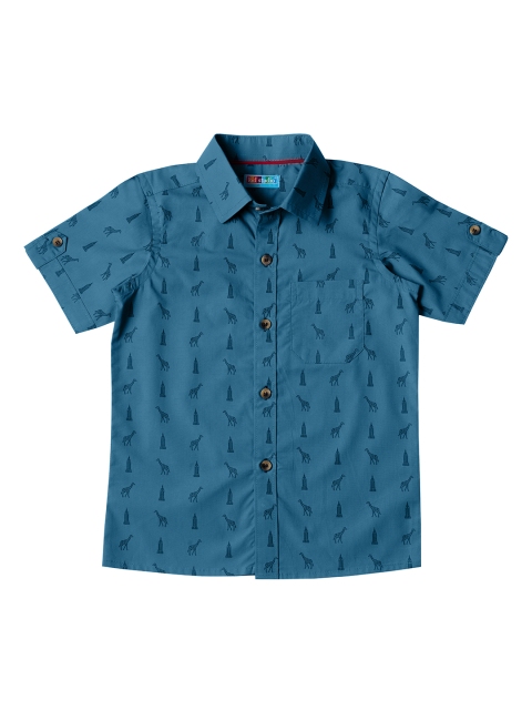 

Kid Studio Boys Blue Comfort Regular Fit Printed Casual Shirt