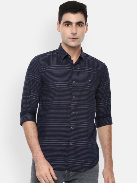 

Louis Philippe Sport Men Navy Blue & Grey Slim Fit Striped Casual Shirt