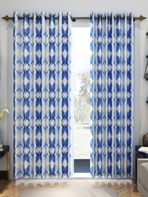 

Divine Casa Blue & White Set of 2 Door Curtains