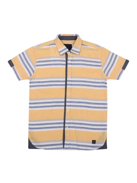 

Lil Tomatoes Boys Yellow Regular Fit Striped Casual Shirt