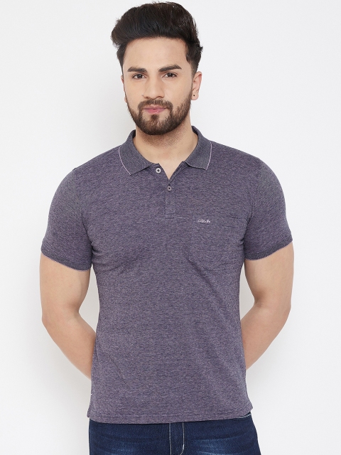 

Adobe Men Purple Solid Polo Collar T-shirt
