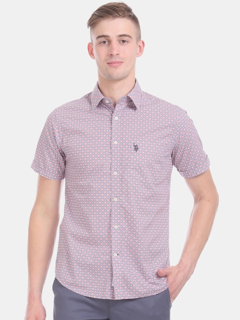 

U.S. Polo Assn. Men Purple & Blue Regular Fit Printed Casual Shirt