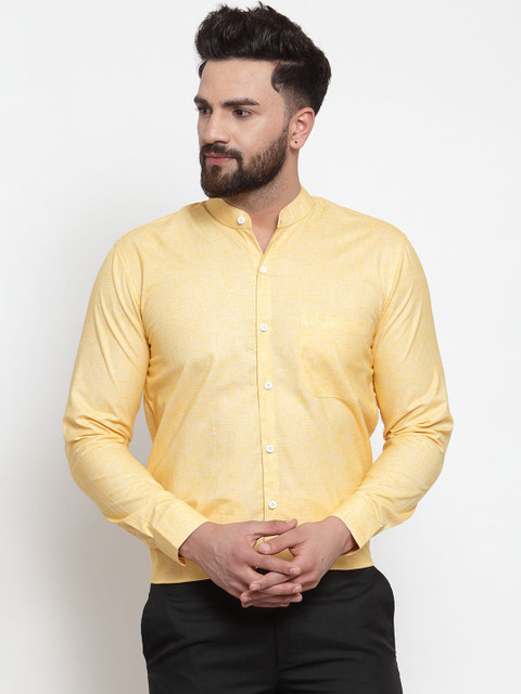 

JAINISH Men Yellow Classic Regular Fit Solid Formal Shirt