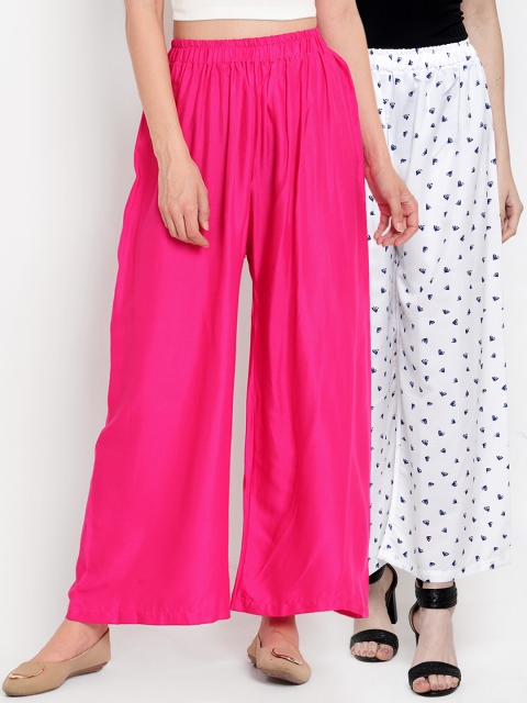

TAG 7 Women Pack Of 2 Wide Leg Palazzos, White