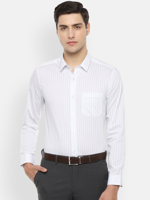 

Louis Philippe Men White & Navy Blue Slim Fit Striped Formal Shirt