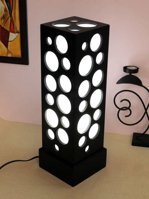 Home Sparkle Black & White Textured Handcrafted Table Top Lamp