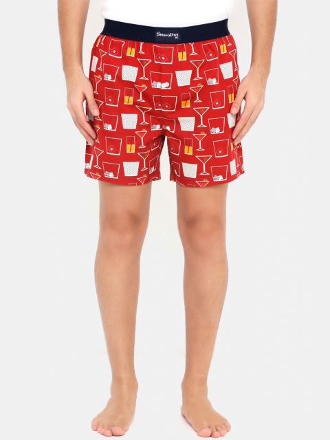 

Smugglerz Men Red & White Printed Pure Cotton Boxers COCKTAILS-BXR-RED-S