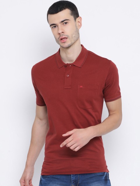 

Monte Carlo Men Maroon Solid Polo Collar T-shirt