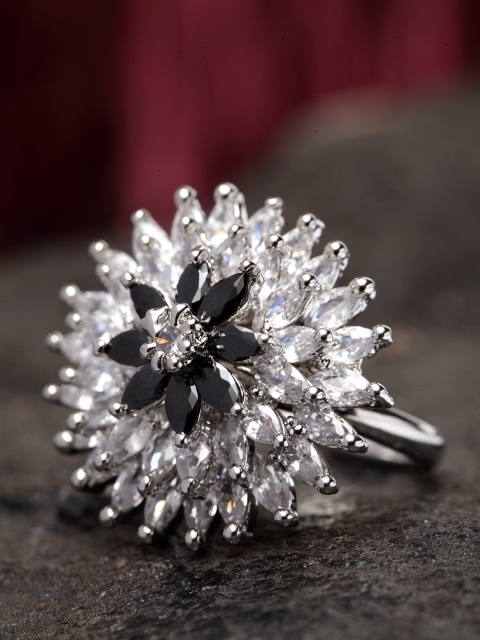 

Bhana Fashion Silver-Plated AD-Studded Handcrafted Finger Ring
