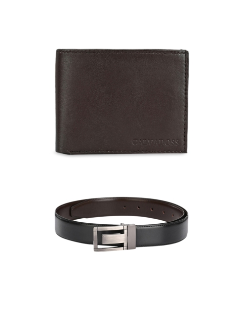 

Calvadoss Men Black & Brown Premium Belt & Wallet Gift Set