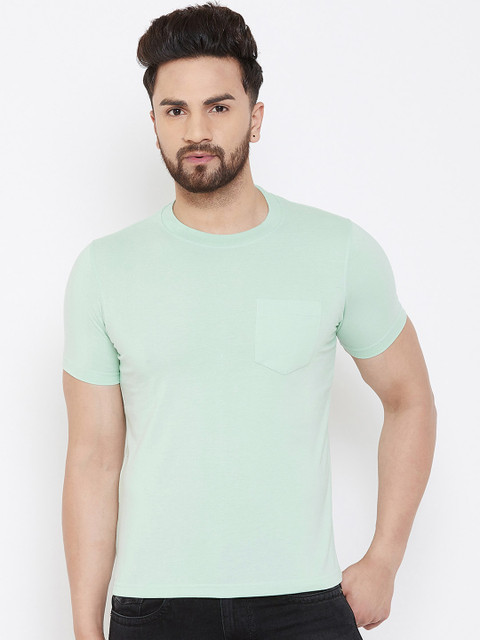 

Adobe Men Sea Green Solid Round Neck T-shirt
