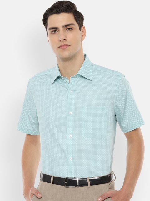 

Louis Philippe Men Green Regular Fit Printed Formal Shirt