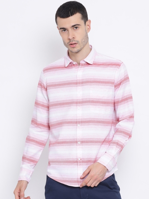 

Monte Carlo Men Red & White Regular Fit Striped Casual Shirt