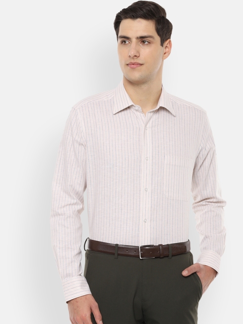 

Louis Philippe Men Beige Regular Fit Striped Formal Shirt