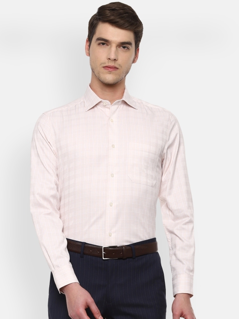 

Louis Philippe Men Peach-Coloured Regular Fit Checked Formal Shirt