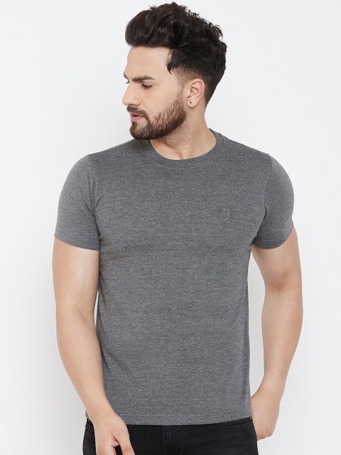 

Adobe Men Charcoal Grey Printed Round Neck T-shirt